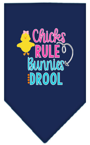 Chicks Rule Screen Print Bandana Navy Blue Small